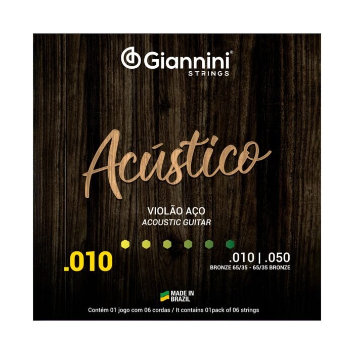 ENCORDOAMENTO VIOLÃO GIANNINI ACUSTICO AÇO 010 - GESWAM