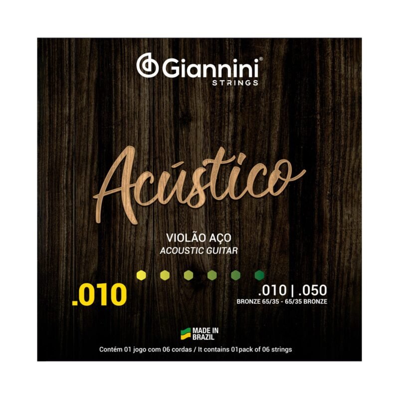 ENCORDOAMENTO VIOLÃO GIANNINI ACUSTICO AÇO 010 - GESWAM