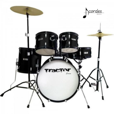 Bateria Tractor 222 Preta com Banco e Pratos