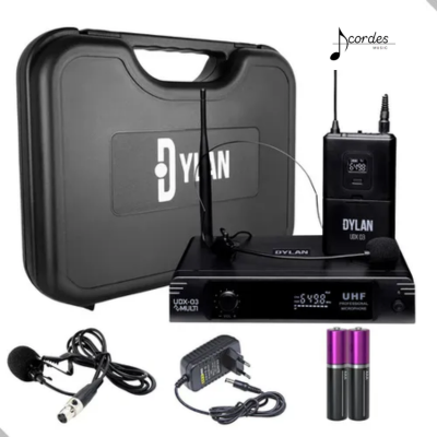 Microfone Sem Fio Dylan UDX-03 UHF Headset / Lapela / Guitar