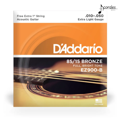 Encordoamento Para Violão Aço D'Addario 85/15 Bronze EZ900-B - .010-.050