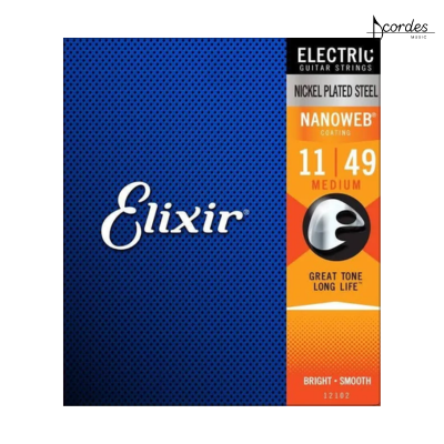 Encordoamento para Guitarra Elixir Nanoweb Nickel Plated Medium (011–049)